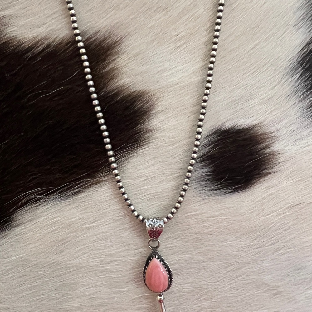 ❤️ 16” 3mm Desert Pearls Native Made Navajo Sterling USA Necklace 6.5G Unisex - Picture 6 of 9